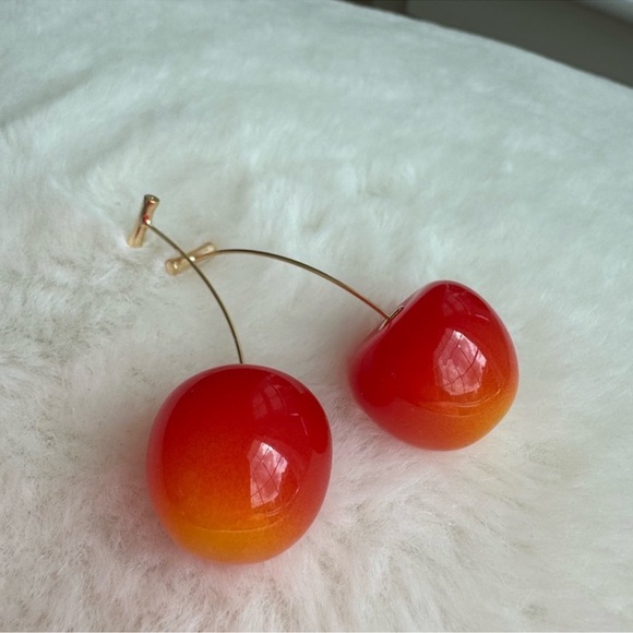 Cherry Drop Earrings in Peach - Picture 2 of 3